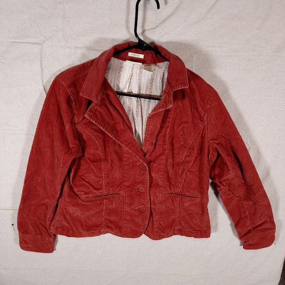 St. John's Bay Corduroy Blazer Womens Petite Large Burnt Orange Stretch Jacket - Picture 1 of 12